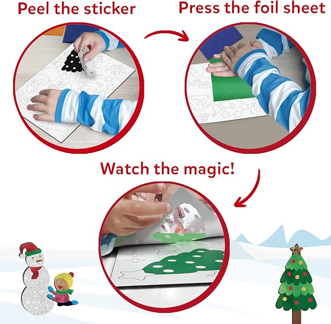 Skillmatics Foil Fun - Holiday Magic, No Mess Art for Kids, Christmas Craft Kits & Supplies, DIY Creative Activity, Travel Toys, Gifts for Boys & Girls Ages 4, 5, 6, 7, 8, 9
