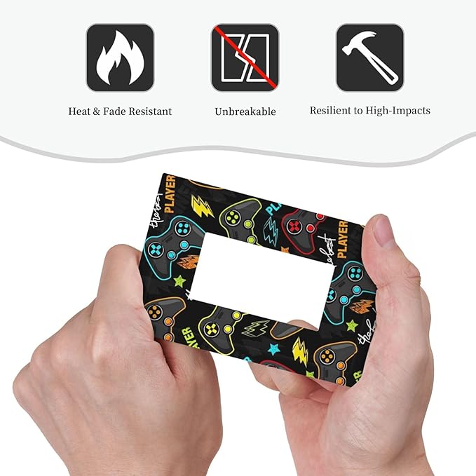 1 Gang Electrical Decora/GFCI Device Wallplate Fun Graffiti Video Game Controller Gaming Gamer Teen Kids Boys Gamepad Single Decorator Rocker Outlet Light Switch Cover Electrical Faceplate Dimmer
