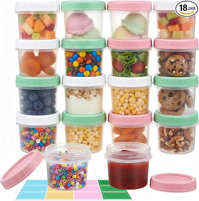 ASEVAT 18 Pack 5.4 oz Food Storage Containers with Twist Lids – Leakproof BPA-Free Soup Containers, Microwave/Dishwasher Safe Freezer Containers for Meal Prep, Leftovers & Takeout