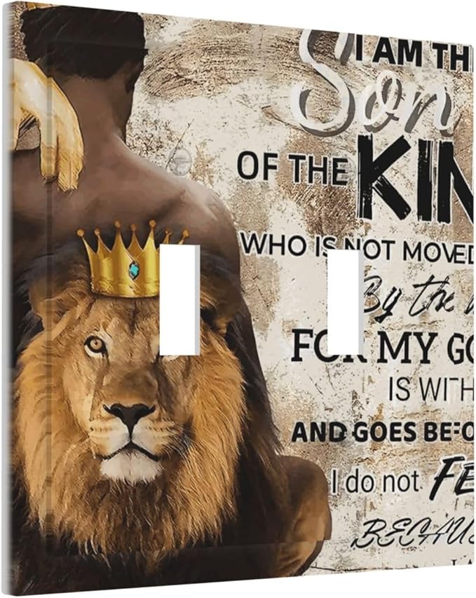 Quotes African Man Afro Lion 2 Gang Double Toggle Light Switch Cover Electric Wall Plate Electrical Faceplate for Bathroom Home Living Room Jumbo Size Decor