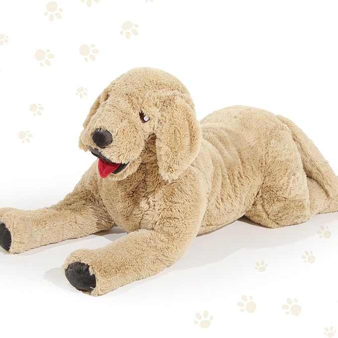 Geosar 47.2" Dog Stuffed Animals Plush, Soft Cuddly Golden Retriever Plush Toys, Large Stuffed Dog Hugging Pillow Gifts for Valentines Kids Girls Boys Birthday
