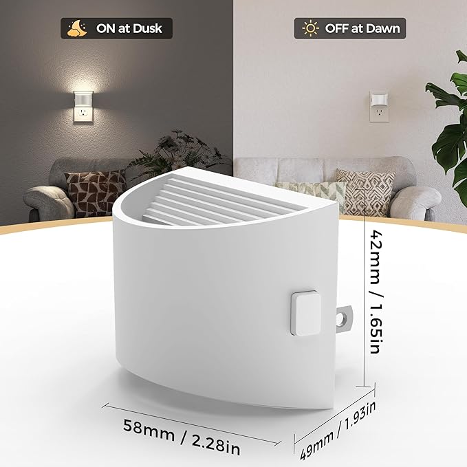 DORESshop LED Night Light[4 Pack], Night Lights Plug into Wall, 3 Level Brightness Adjustable Plug in Night Light, Dusk to Dawn Sensor Nightlights for Adults,Bedroom,Bathroom,Hallway, 5000K