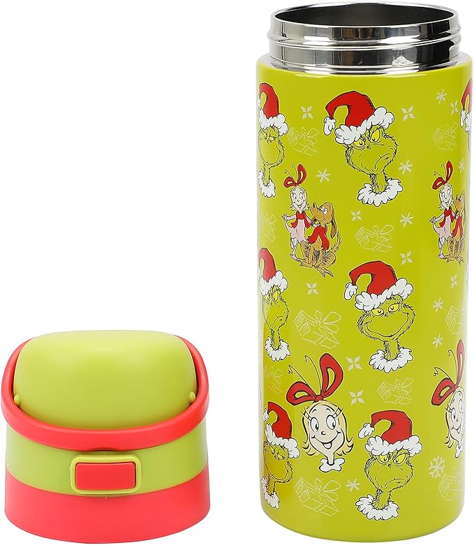 The Grinch & Cindy-Lou Who All-Over Print Green 24 Oz Stainless Steel Water Bottle