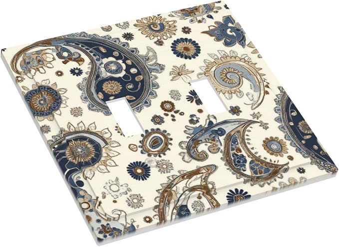Decorative Switch Plates Doodle Style Floral Abstract Teardrop 2 Gang Double Toggle Outlet Light Switch Cover Wall Plate Electrical Faceplate For Bed Room Living Room Decor