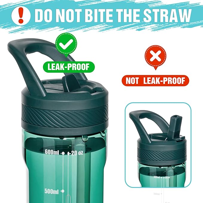OLDLEY 20 kids Water Bottle with Straw,Tritan BPA-Free,Leak-Proof Design for Travel,Home, School, (Lagoon)