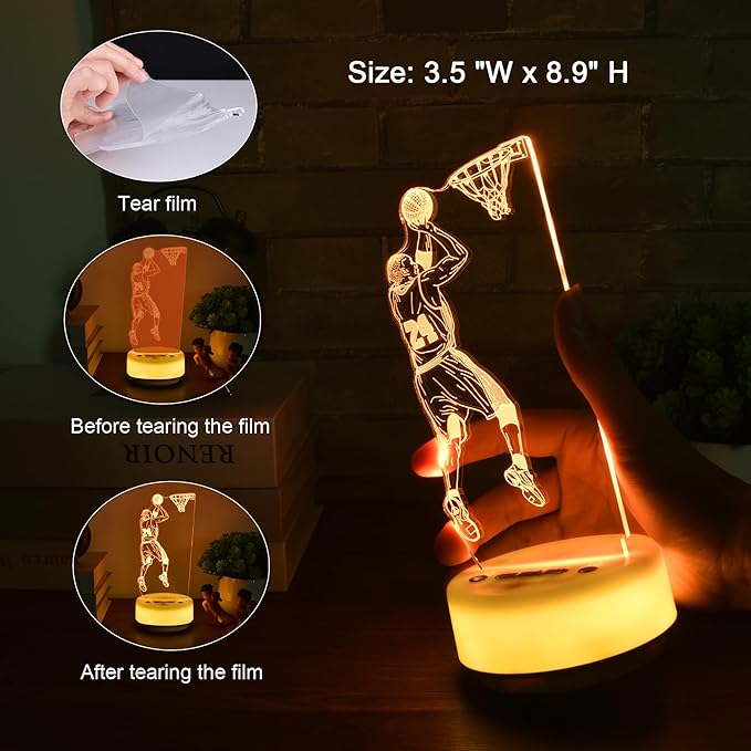 Basketball Night Light for Kids, Basketball Gift for Sports Players Fans, Decor Bedside Lamp for Bedroom/Office, 5 Buttons and Remote Control 14 Colors, Timer, Dim, Independent Warm White Lamp Base