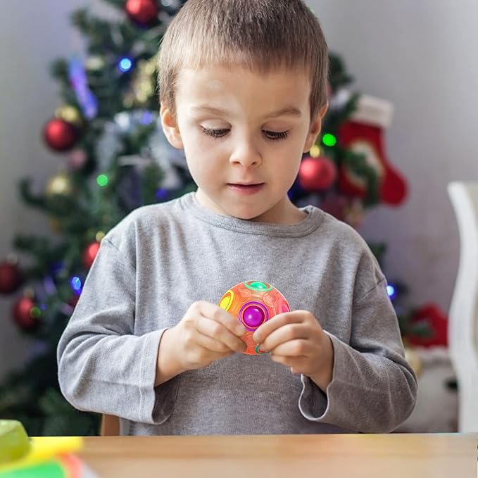 Vdealen Magic Rainbow Puzzle Ball, Fidget Ball Puzzle Brain Teaser Fidget Toy for Boys & Girls- Birthday Party Easter Valentines Christmas Stocking Stuffers for Kids Teen & Adults(Pink)
