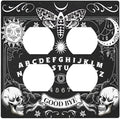 Black Witchy Skeleton Skull Gothic Sun Moon Outlet Covers 2 Gang Double Duplex Decorative Light Switch Covers Electrical Wallplates Socket Faceplate for Bedroom Living Room Decor