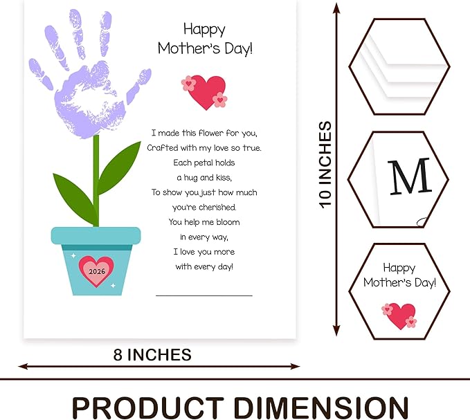 Mothers Day Handprint Kit, DIY from Kids – Flower Handprint Craft Keepsake for Mom or Grandma, Toddler & Preschool Art Activity, Cute Handmade Memory Gifts for Mother’s Day