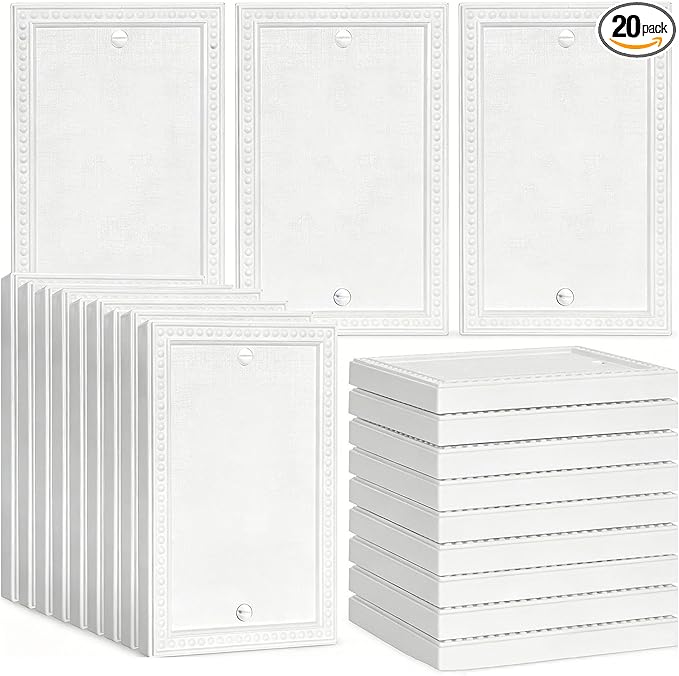 ZEFTV 20 Pack Mid-Size Blank Wall Plates 1-Gang blank Switch Outlet Electrical Cover Plate Unbreakable Thermoplastic Faceplate for Light Receptacle Outlet Switch, Classic Beaded Relief Design, White