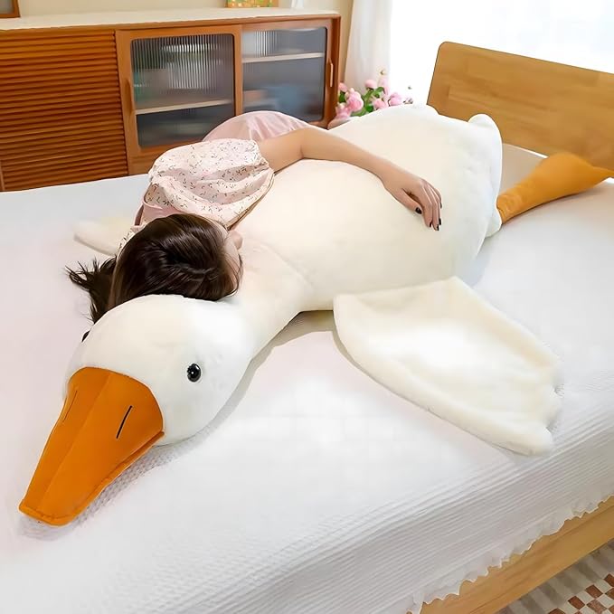 Ryttir Giant Goose Plush - 51" Extra Soft Goose Stuffed Animal Hugging Pillow with Rotund Belly,Safety Nursery Decor & Sensory Comfort Toy,Cuddle Companion for Age 0+(Birthday Gender Neutral Gift)