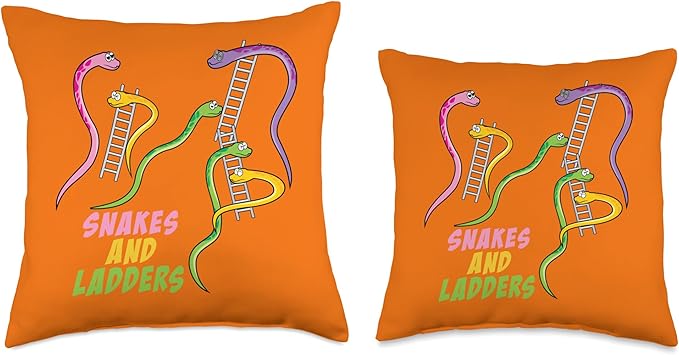 Snakes and Ladders Humor Board Game Gamer Womens Men Kids Throw Pillow