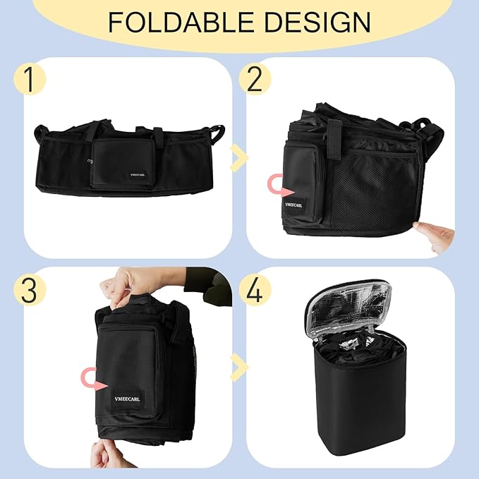 Double Stroller Organizer Universal with 2 Insulated Cup Holders & Cooler Bag, Large Storage Parent Console for Bob Duallie, Baby Jogger City Mini GT2