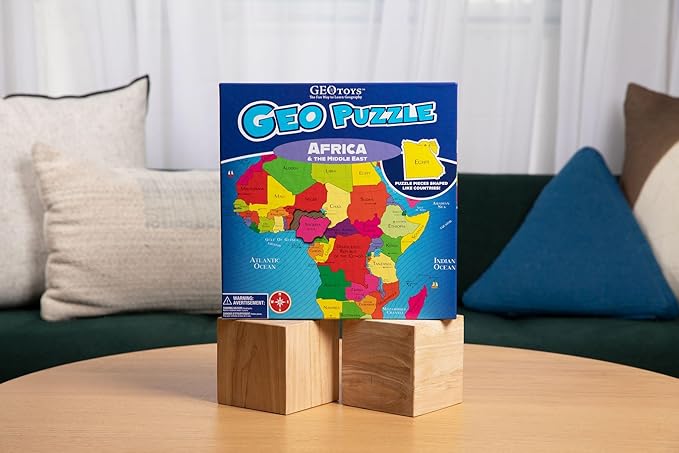 GeoToys GeoPuzzle, Africa and Middle East Jigsaw Puzzles, 65 Pc Map Puzzle, Geography Game, Educational Games & Kids Learning Activities, Puzzle Gifts for Children Ages 6-9, Fun Learning Toys for Kids