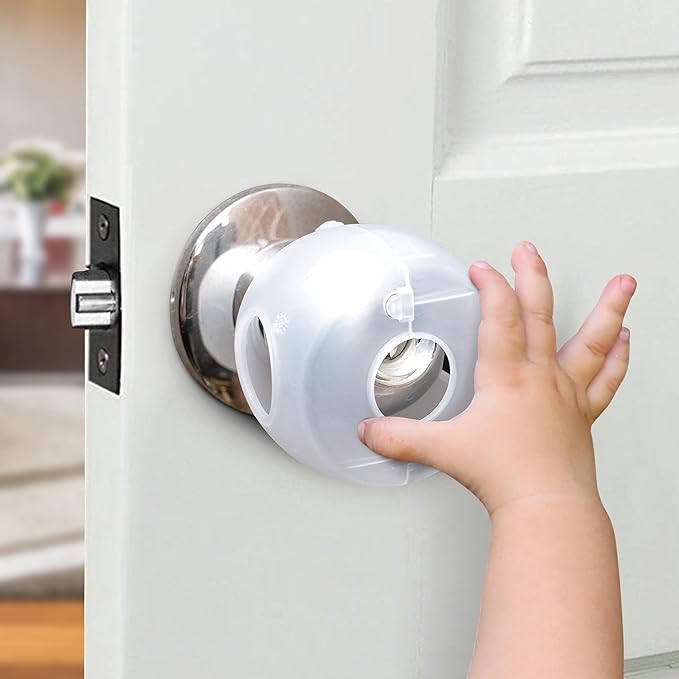 Dreambaby EZY-Fit Door Knob Child Proof Safety Covers - Fits Most Standard Doorknobs - Suitable for Push & Twist Locks - White - 3 Pack - Model L908