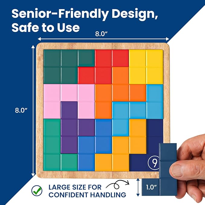 Dementia Activities for Seniors, Memory Games for Seniors with Alzheimers, Wooden Tiles Matching Puzzle Game, Dementia Products for Elderly Adults, Brain Exercise Gift for Parents or Nursing Home