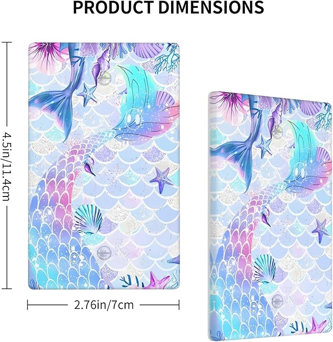 Mermaid Girl Light Switch Cover Plates Decorative Single Blank Wall Plate Electrical Switchpalte Faceplate for Kid Bedroom Home Bathroom Decor 4.5" x 2.76"