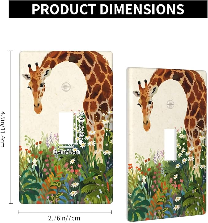 Giraffe Single Toggle Wall Plate Decorative 1 Gang Light Switch Covers Electrical Switchplate Home Decorate Faceplat for Bathroom Bedroom Kitchen Room 4.5 x 2.76 Inch