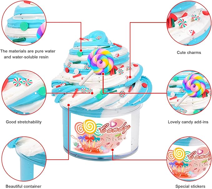 8 Pack Scented Slime kit,3 Clear and 5 Butter Slime,Peach Super Soft Non-Sticky,Jelly Cube Crunchy Crystal Slime, Birthday Party Favor,Stress Relief Toy for Kids Education