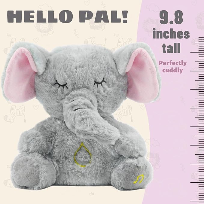 rytopt Breathing Stuffed Animal, Upgraded Version, No Breathing Movement in Its Abdomen, Elephant Stuffed Animal, 4 Gear Adjustment, Volume Control & Music
