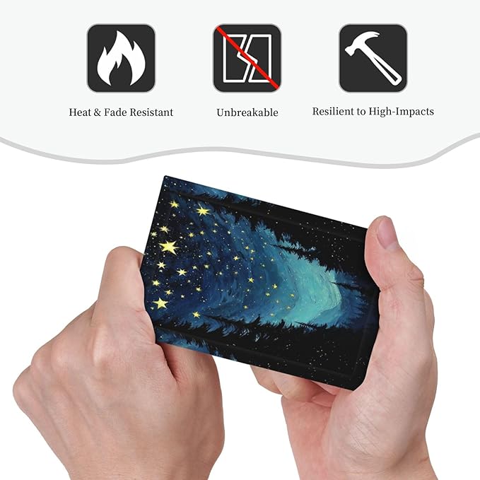 Light Switch Cover Plate Blue Starry Sky Forest Painted Star Pine Tree Oil Painting 1 Gang No Device Blank Electrical Wall Plates Faceplate Decorative Switch Plate for Bedroom Cabin Decor