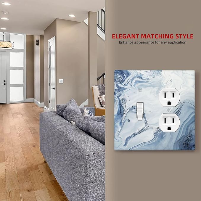 Wallplates Blue Marble Pattern 1 Toggle 1 Duplex Switch Plate Electrical GFCI Faceplate Decorative Light Switch Covers for Bedroom living Room Decor