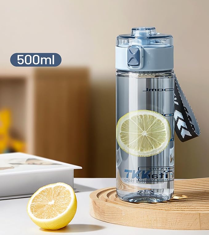 TKK Sports Water Bottle, 17oz Tritan Kid Jug with Leak Proof Lid & Handle Strap & Built-In Infuser - BPA-Free, Easy-Clean Design for Gym, Office & Outdoor Travel, Blue