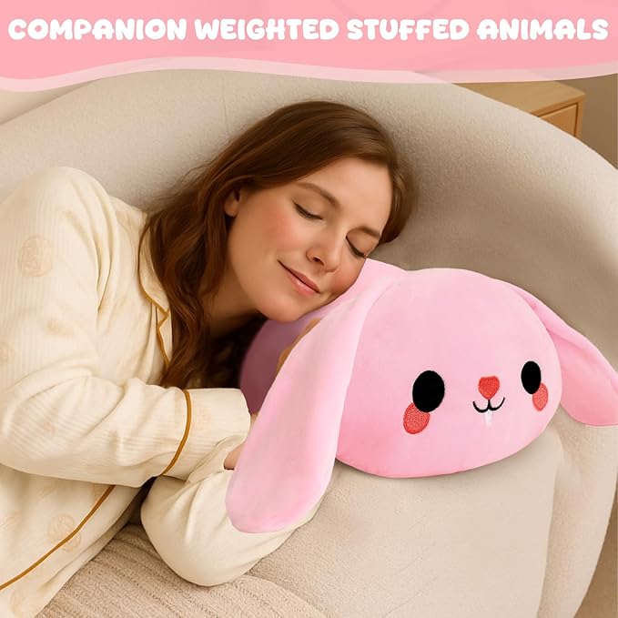 TOYSYM Weighted Stuffed Animals, 3.74 lbs Bunny Stuffed Animal with Weighted Beads, Cute Plush Toy Pillow Gifts for Adults Kids Boys Girls