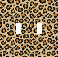 Classic Leopard Print Double Toggle Switch Cover - 2-Gang Standard US Size Retro 90s Wild Safari Light Switch Covers, Bold Leopard Spots for Bedroom or Vanity