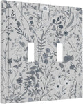 Boho Wild Flowers Farm Floral Double Toggle Light Switch Cover Decorative Vintage Daisy 2 Gang Wall Plate Electrical Faceplate Switch for Bathroom Home Living Room Bedroom Decor