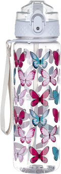 OLDLEY 17oz Kids Water Bottle for school Girls Boys, Water Bottle With Silicone Straw, Leak-Proof Tritan BPA-Free, Reusable water bottles for kids, Clear Butterflies