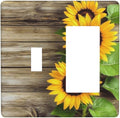 Outlet Covers Sunflowers Rustic Wood 1 Toggle 1 Rocker Combination Decorative Wall Plate Electrical Switch Plates Light Switch Cover Plate For Farmhouse Cabin Decor