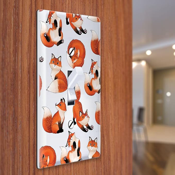 WIRESTER Single Gang Toggle Light Switch Plate/Wall Plate Cover - Red Fox Funny Playful Postures