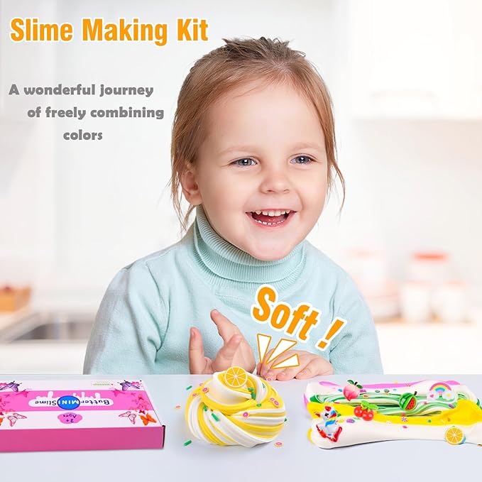 Butter Slime Kit 68 Pack, Non-Sticky and Super Soft Sludge with Cake Sticker, Perfect for Girls Party Favors, Birthday Gifts, DIY Putty Fidget Toys, Christmas Eve Box Fillers, Xmas Stocking Stuffers