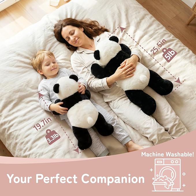 Niuniu Daddy 20" | 3.3 Pound Panda Weighted Stuffed Animals Plush Toys, Large Pillowfort Plush Animals for Kids Adults, Heavy Beads Big Body Pillow for Presents Birthday Christmas Holiday