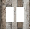 Natural Grey Wood Vintage Faux Wood Grain Decorative Outlet Covers 2 Gang Double GFCI Rocker Electrical Wall Panels Light Switch Cover Plate for Farmhouse Home Decor