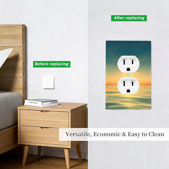 Serene Coastal Sunset Duplex Wall Plate - 1-Gang Standard US Size Minimalist Ocean Landscape Design Outlet Covers for Bathroom Decor