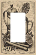 Light Switch Cover Plate Beige Vintage Rustic Coffee Beans Spice 1 Gang Outlet Covers Single Rocker Decorative Switch plates Electrical Wall Plates GFCI Receptacle for Kitchen Coffee Bar Decor