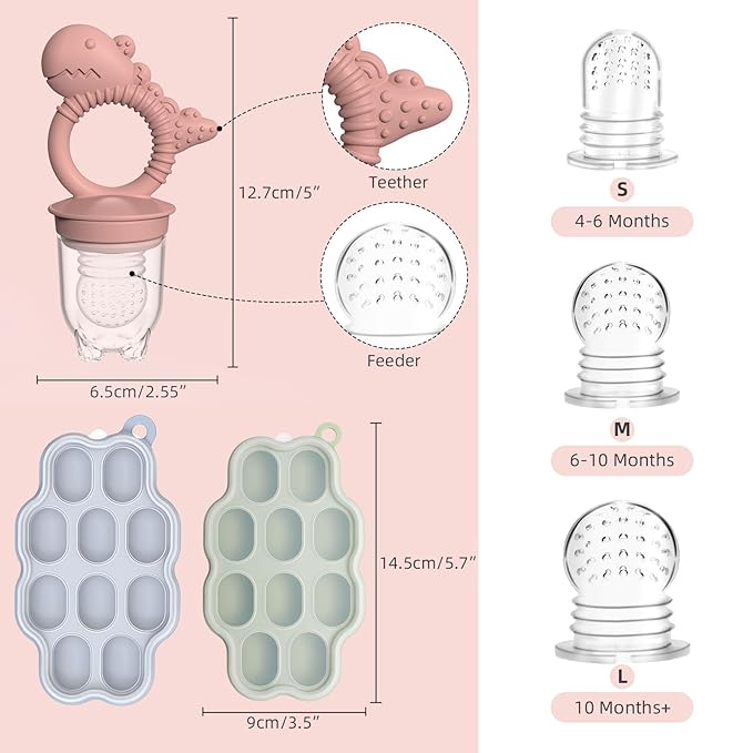 Baby Breastmilk Popsicle Molds & Fruit Feeder Pacifier, Silicone Baby Food Freezer Tray Storage Containers for Infant Teething Self Feeding