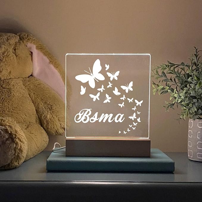 Personalized Butterfly Night Lights Lamp, Night Light Kids, Custom Names Acrylic Night Light, Children's Night Light, Bedroom Decor, Personalized Kid's Night Light