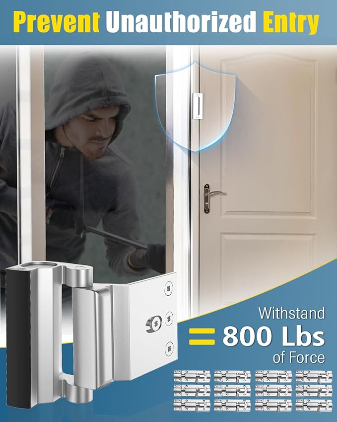 Home Security Door Lock Child Proof Door Reinforcement Lock for Kids Safety Withstand 800lbs Metal Door Lock Security Front Child Safety Door Latch Lock Top High Security Door Locks for Interior Lock