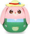 Hopearl Farmer Bunny Plush Toy, Stuffed Animal Rabbit Pillow Huggable Stuffed Animal, Smooth Plushies Pillow, for Kids Boys Girls, Pink, 12'' (Bunny)