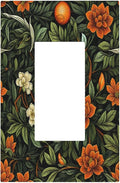 Light Switch Cover Plate William Morris Orange Flowers Rustic Leaves Floral 1 Gang Outlet Covers Single Rocker Decorative Switch plates Electrical Wall Plates GFCI Receptacle for Bathroom Bedroom