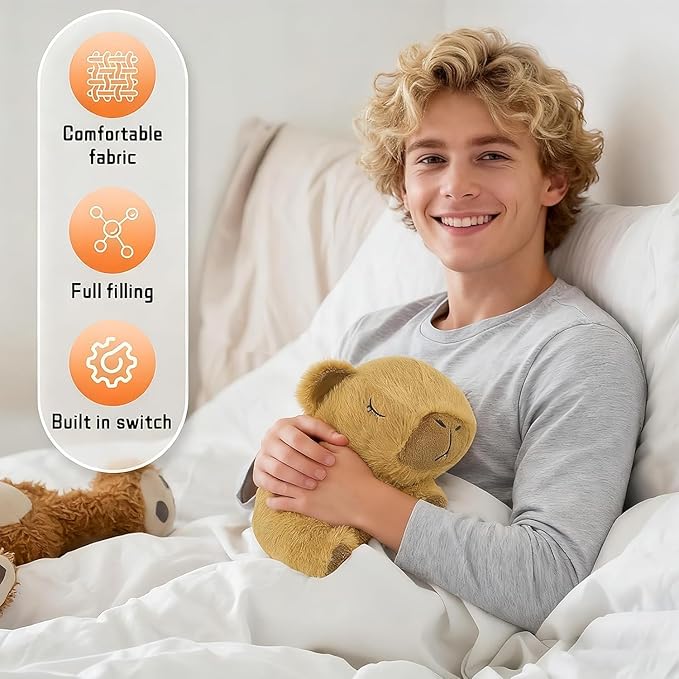 rytopt Breathing Stuffed Animal, Upgraded Version, No Breathing Movement in Its Abdomen, Capybara Breathing Plush, 4 Gear Adjustment, Volume Control, Portable Plush Toy with Music & Lights