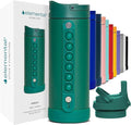 Elemental Iconic Kids Water Bottle for School - 100% Leak-Proof Insulated Water Bottles with Straw Lid & Pop-It Handle for Boys & Girls - Triple-Wall Insulated & BPA-Free, 14oz –Forest Green
