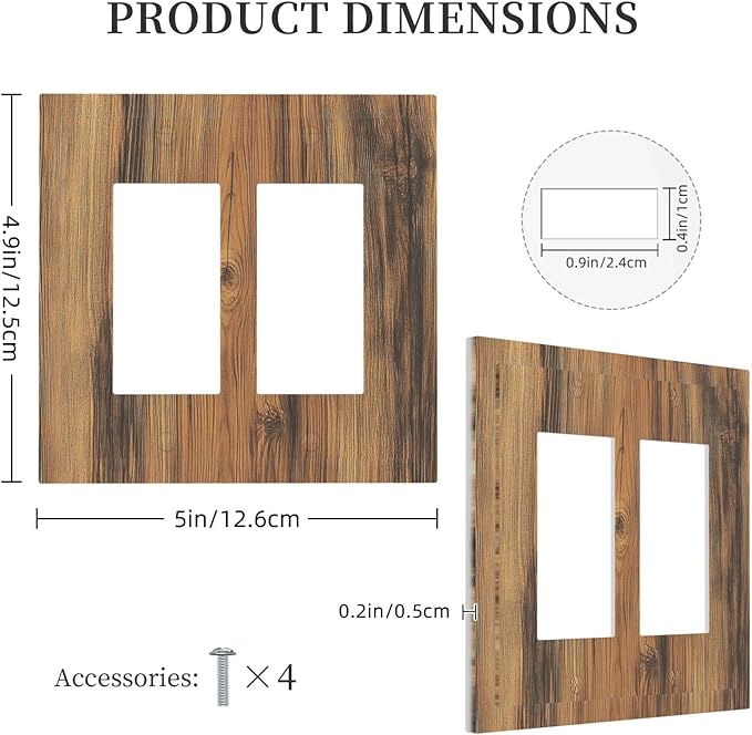 Decorative Outlet Covers Vintage Rustic Country Brown Wood 2 Gang Double Gfci Rocker Electrical Wall Panels Light Switch Cover Plate For Farmhouse Cabin Decor