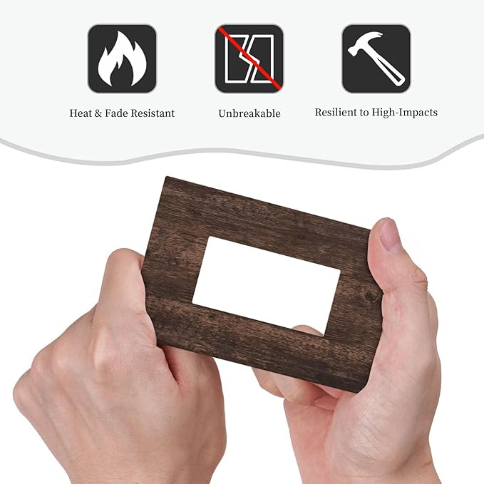 Brown Dark Wood Plank Rustic Vintage Print Decorative Outlet Covers 1 Gang Single Rocker Light Switch Cover Plate Wall Plates GFCI Faceplate for Farmhouse Home Decor