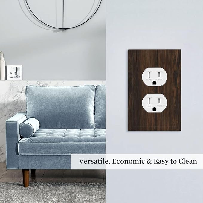 Outlet Covers Dark Brown Wood Grain Rustic Country Wooden 1 Gang Duplex Light Switch Cover Plate Decorative Wall Plates Socket Cover Electrical Switchplate for Farmhouse Home Decor