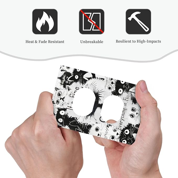 Funny Black Cat Inspirational Quotes Patterns Outlet Covers 1 Gang Duplex Light Switch Cover Decorative Switch Plates Electrical Receptacle Faceplate Wall Plate for Kids Room Nursery Decor