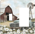 Retro Trucks Old Barn Windmill Teal Car Rustic Outlet Covers 1 Toggle 1 Rocker Combination Decorative Wall Plate Electrical Switch Plates Light Switch Cover Plate for Farmhouse Home Decor